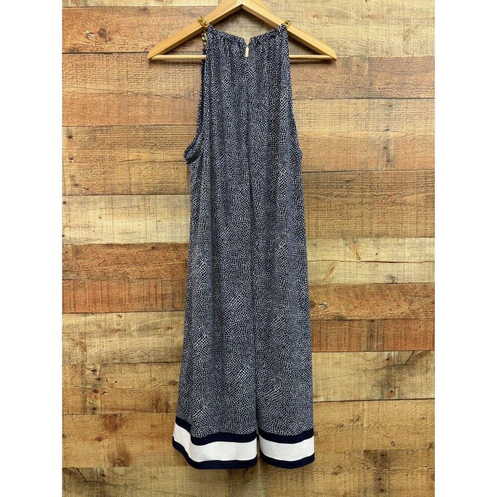 Michael Michael Kors Womens Sleeveless Navy & White Chain Halter Dress XL - Picture 5 of 9